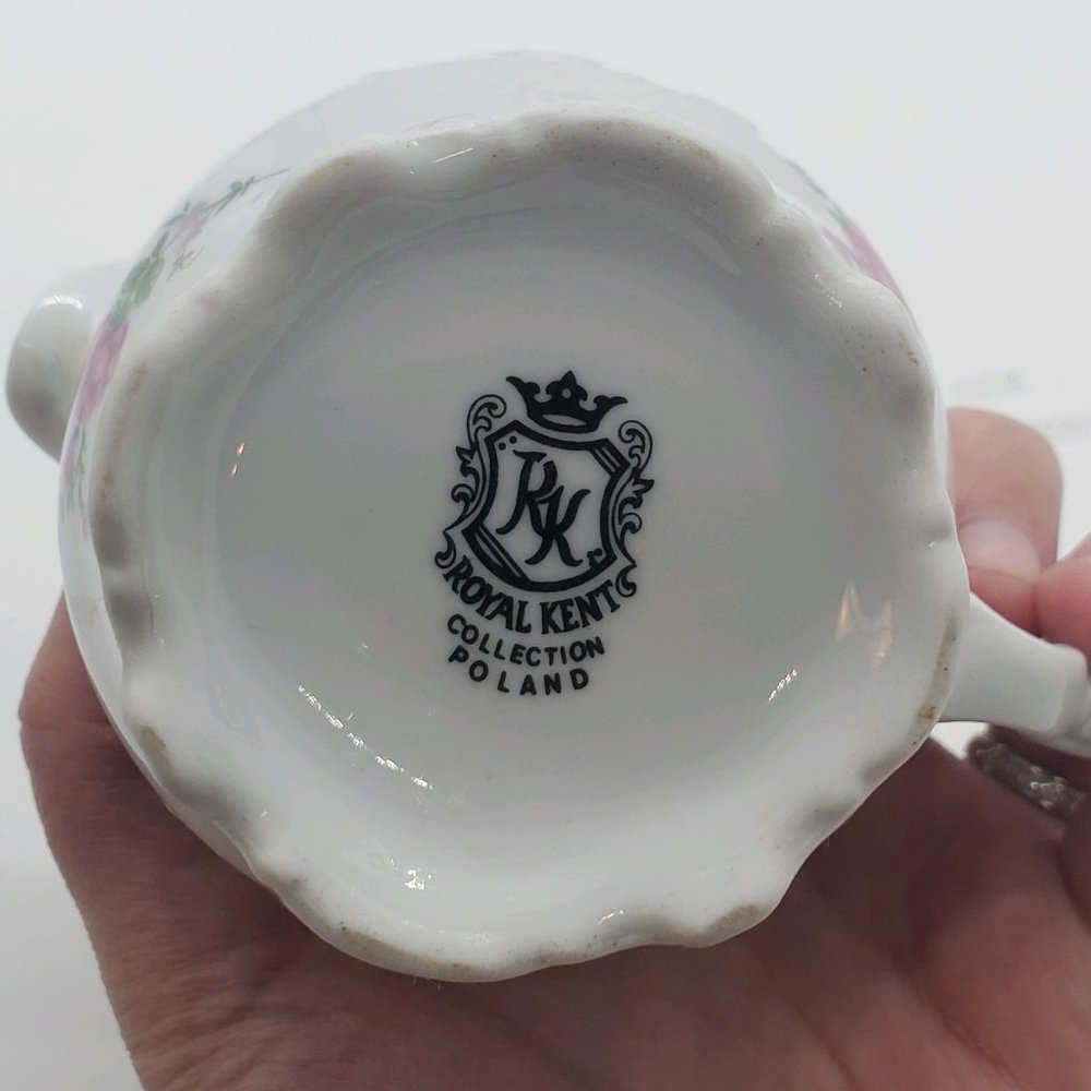 Vintage China Royal Kent Collection Poland Bavarian Rose Sugar Bowl & Creamer - Picture 12 of 13